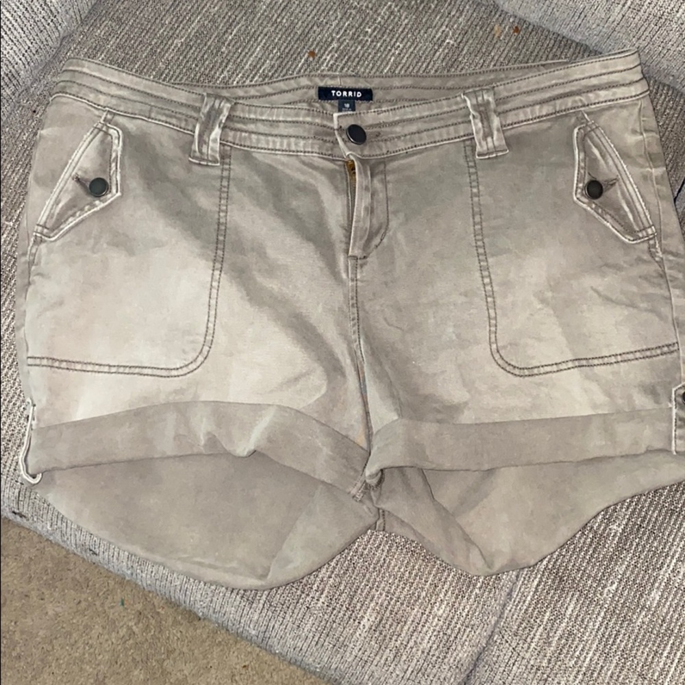 Torrid Taupe Roll Tab Summer Shorts